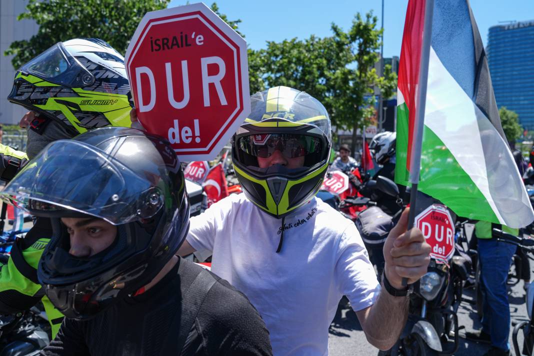 Motosikletlilerden İsrail Başkonsolosluğu önünde ‘soykırım’ protestosu 12